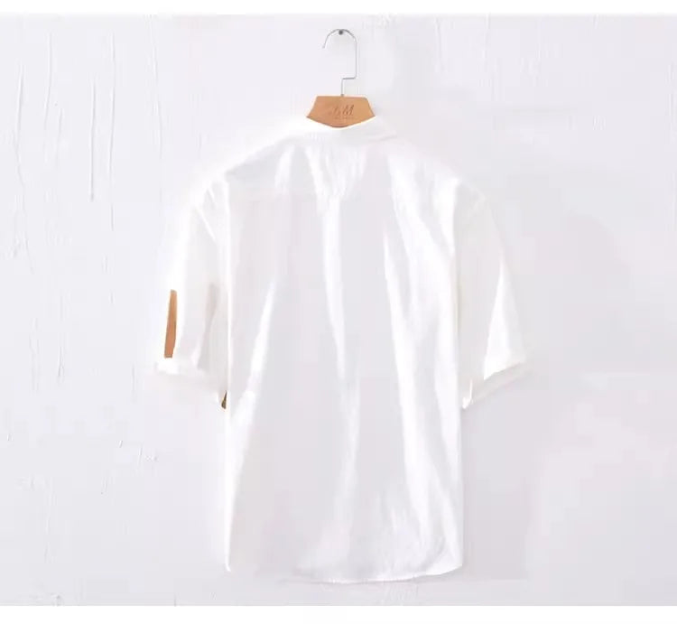 Comfortable Casual Loose Men's ort Sve irt Breathable Polyester Fiber Summer Faionable Japanese Sle Striped irt(Available)