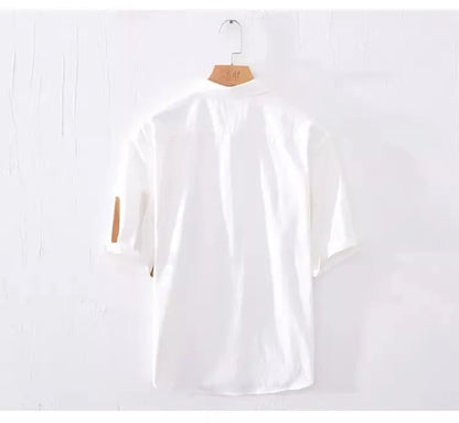 Comfortable Casual Loose Men's ort Sve irt Breathable Polyester Fiber Summer Faionable Japanese Sle Striped irt(Available)