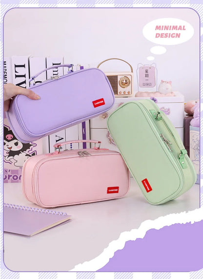 Portable Pencil Case for Students - Durable Oxford Fabric Stationery Bag with Zipper, Pen Slots & Large Storage Space