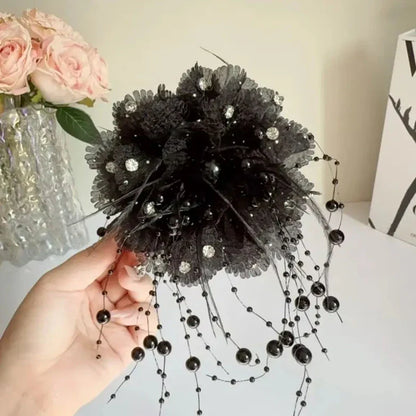 Fashion Fairy Butterfly Feather Tassel Hair Claw Shark Clips Temperament Mesh Flower Claw Clip Women Headwear Hair Accessories