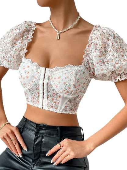Sexy Low Cut Printed Vest Button Detailing Crop Top Trendy Streetwear Sle Slim Fit Design for Young Women in Their 20s