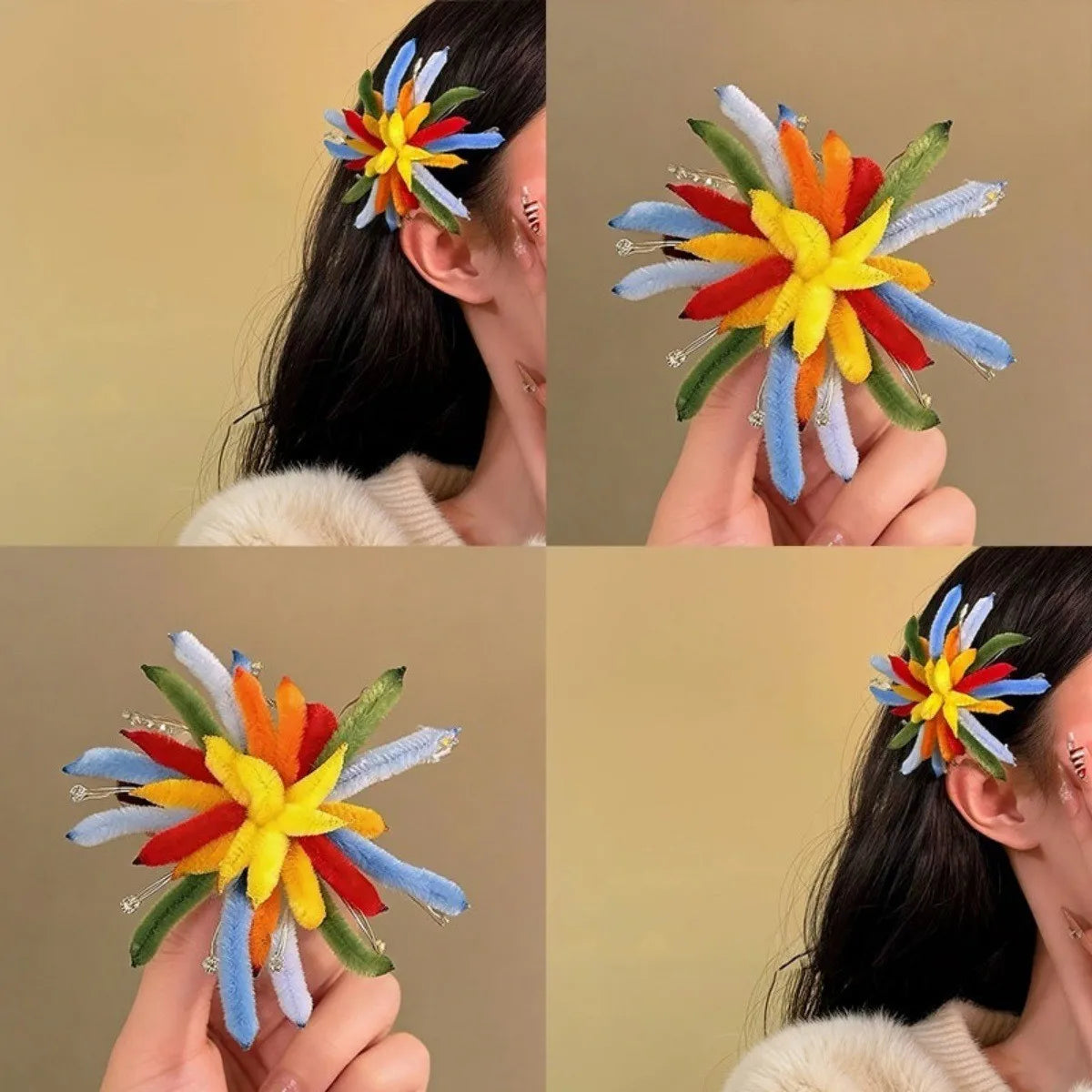 Twist Bar Fire Works Hair Clip Women Fashion Spring Festival Eve Atmosphere Photography Props New Year Hairpin Hair Accessory