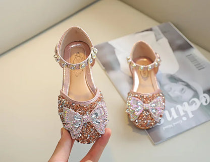 New Children Princess Shoes for Girls Bowtie Glitter Children Baby Dance Shoes Bling Bling Party Casual Toddler Girl Sandals