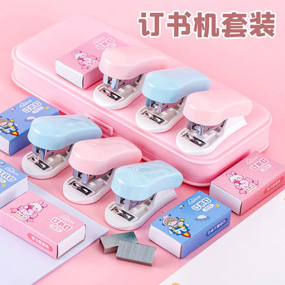 Mini Stapler Set with Staples Cute Rabbit Bear Paper Binder Stationery Office Binding Tools School Supplies