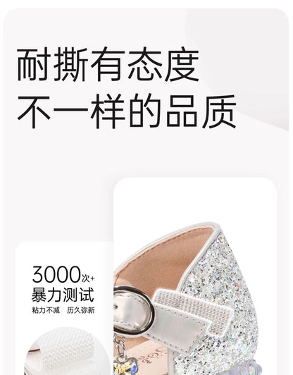 Brand Princess Shoe 2025 Summer New Sandals for Girls Kid Crystal Shoe Women Heels Gift Party Dresses for Girl Women's Sandals