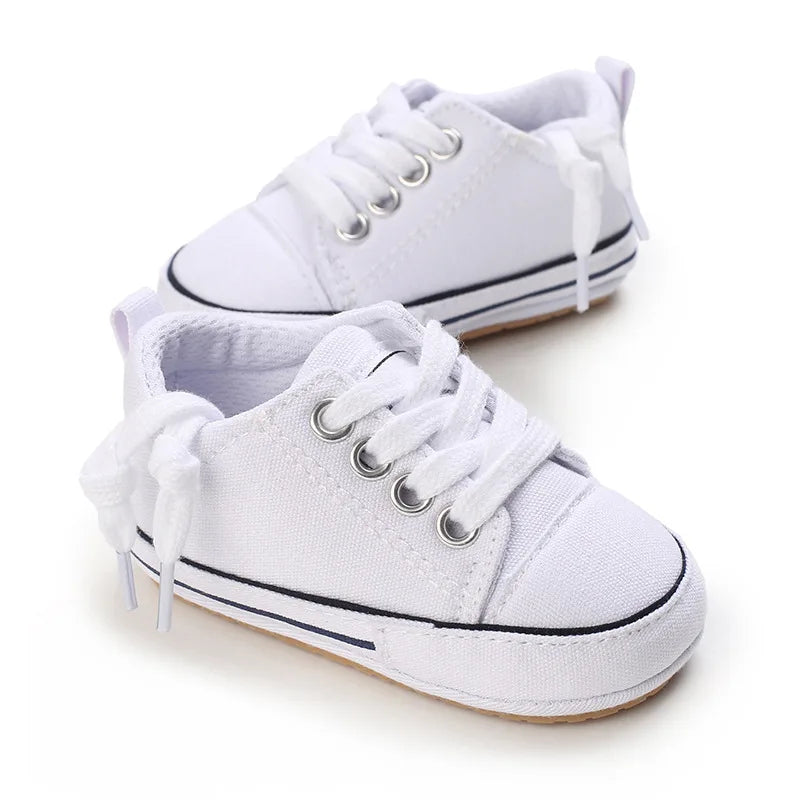 Baby Boys Girls Canvas Shoes Non-slip Rubber Sole Comfortable Soft Unisex Baby Basketball Shoes 0-18M