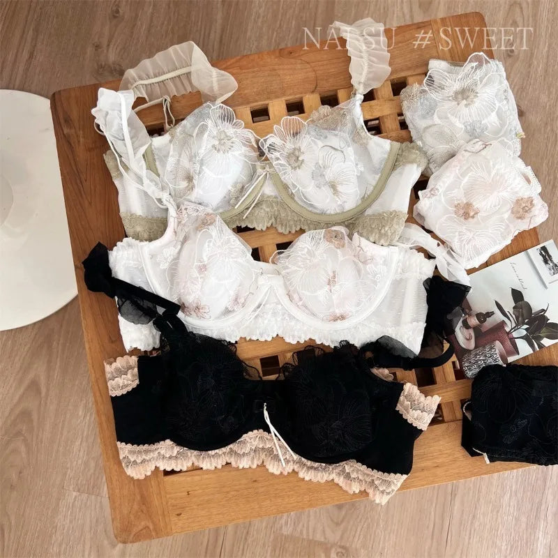 Summer Minimizer Bra Large Bust Rabbit Ear Cup Retro Lace Bralette Beachwear Light Support Anti-Sagging Comfort AU TK HOT MOYISU