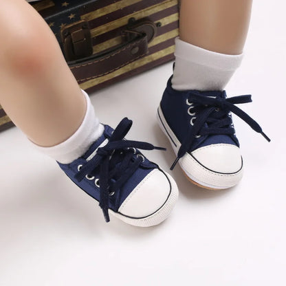 Baby Boys Girls Canvas Shoes Non-slip Rubber Sole Comfortable Soft Unisex Baby Basketball Shoes 0-18M