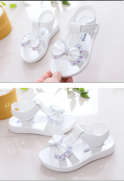 Solid Bow Children's Summer Shoes Cute 2025 Beach Non Slip Sandals For Baby Girls Footwear Soft Infant Kids Fashion Sandals