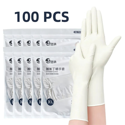 Long Length Nitrile Gloves Disposable Latex Free Powder Free Extended Cuff For Kitchen Cleaning Food Handling Beauty Salon