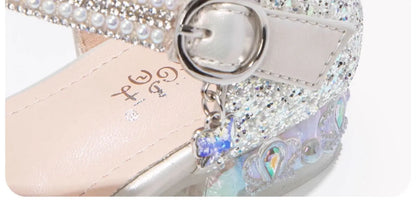 Brand Princess Shoe 2025 Summer New Sandals for Girls Kid Crystal Shoe Women Heels Gift Party Dresses for Girl Women's Sandals