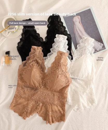 Lace White Strap Vest Women Summer Outdoor Wear with Chest Pad Beautiful Ba Base Inner Match V-ne Svel Top Women