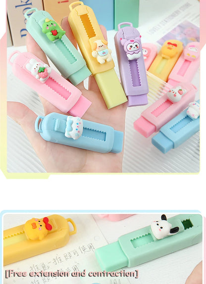 1Pcs Creative Push-pull Cartoon Eraser Macaron Colored Eraser Telescopic Kawaii Children's Pencil Eraser Student Stationery