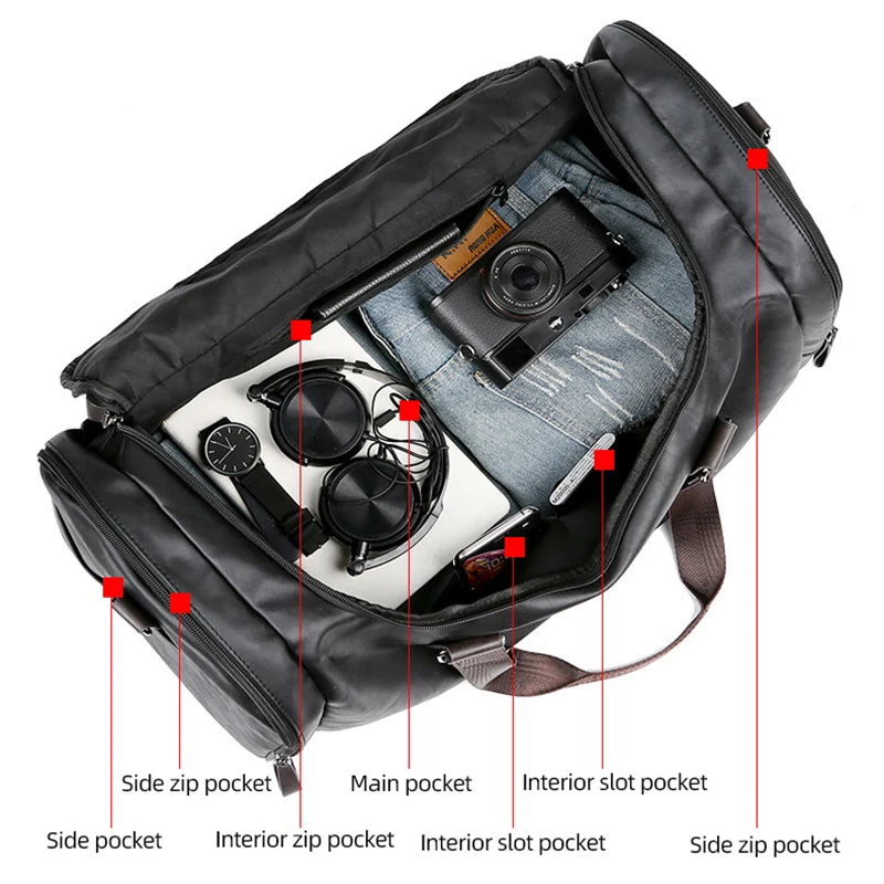 PU Leather Travel Duffel Bag Luggage Weekender Overnight Tote for Men Women Gym Sports Crossbody Carry on Waterproof  Handbags