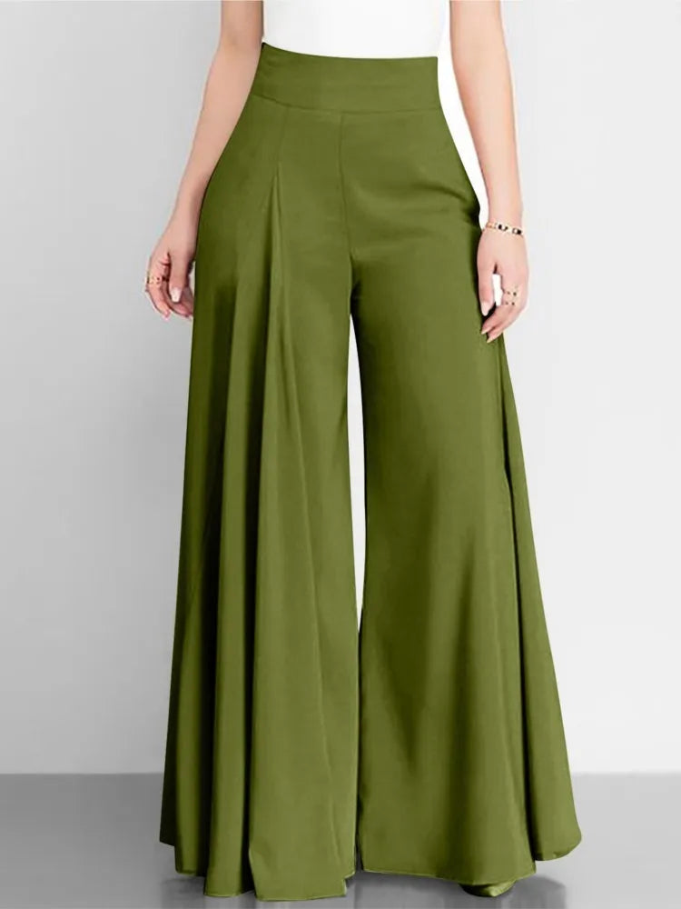 Fashion Women High Waist Wide Leg Pants Spring Autumn Female Elegant Flare Trousers Casual Solid Holiday Loose Long Pant New (Available)