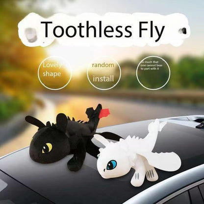 Car Roof Teeth Flying Dragon Plush Toy Doll Ornaments Car Accessories Trunk Decorate Motorcycle Helmet Accessories