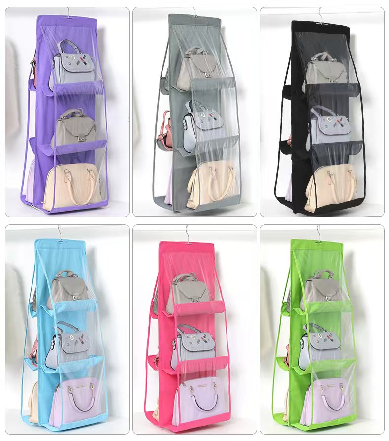 6 pocket dust-proof transparent hanging handbag organizer (Available)