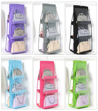 6 pocket dust-proof transparent hanging handbag organizer (Available)