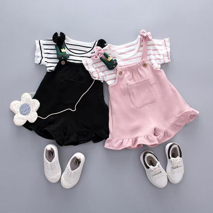 BibiCola Summer Girl Clothes Set Children Fashion Tops+Shorts 2PCS Tracksuit For Girls Kids Birthdys Clothing Suit Outfits (available ))