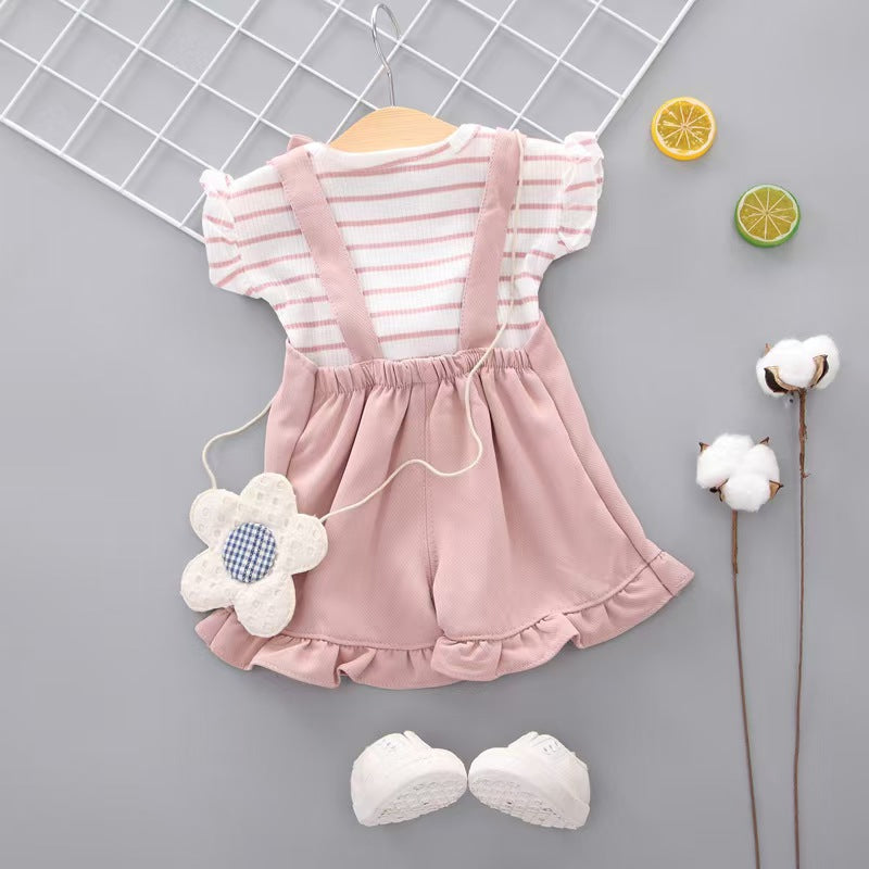BibiCola Summer Girl Clothes Set Children Fashion Tops+Shorts 2PCS Tracksuit For Girls Kids Birthdys Clothing Suit Outfits (available ))