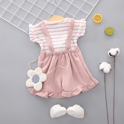 BibiCola Summer Girl Clothes Set Children Fashion Tops+Shorts 2PCS Tracksuit For Girls Kids Birthdys Clothing Suit Outfits (available ))