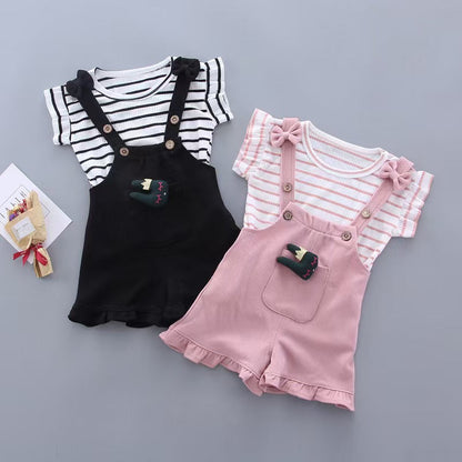 BibiCola Summer Girl Clothes Set Children Fashion Tops+Shorts 2PCS Tracksuit For Girls Kids Birthdys Clothing Suit Outfits (available ))