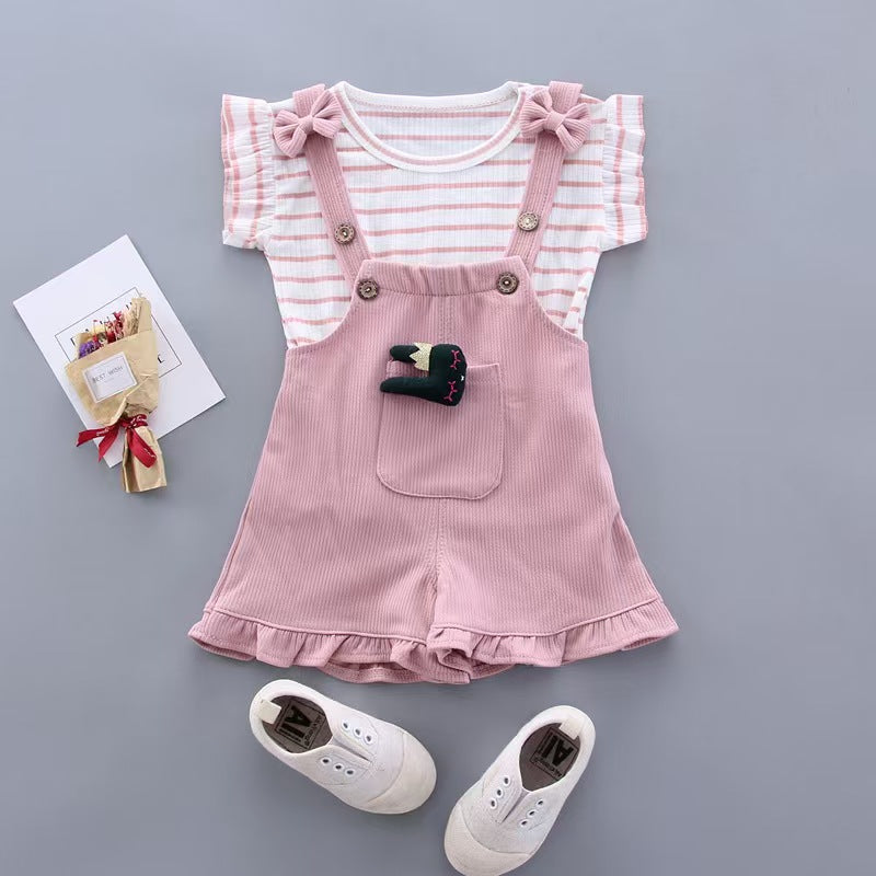 BibiCola Summer Girl Clothes Set Children Fashion Tops+Shorts 2PCS Tracksuit For Girls Kids Birthdys Clothing Suit Outfits (available ))