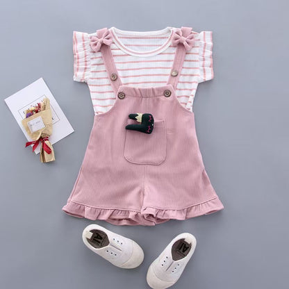 BibiCola Summer Girl Clothes Set Children Fashion Tops+Shorts 2PCS Tracksuit For Girls Kids Birthdys Clothing Suit Outfits (available ))