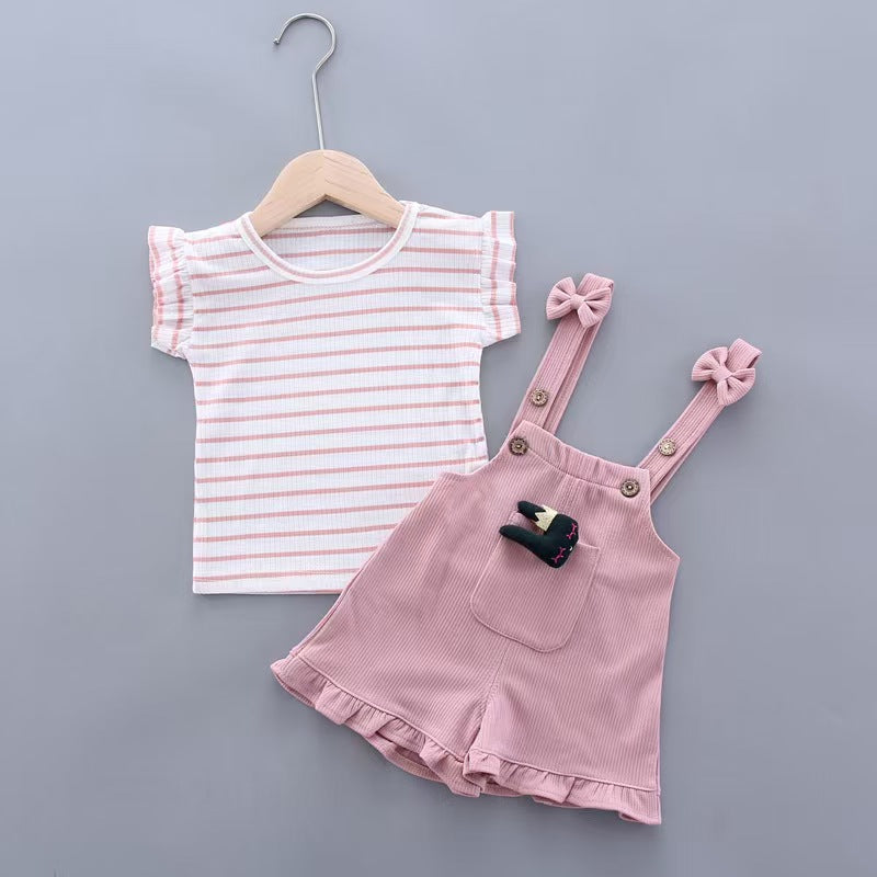BibiCola Summer Girl Clothes Set Children Fashion Tops+Shorts 2PCS Tracksuit For Girls Kids Birthdys Clothing Suit Outfits (available ))