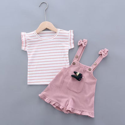BibiCola Summer Girl Clothes Set Children Fashion Tops+Shorts 2PCS Tracksuit For Girls Kids Birthdys Clothing Suit Outfits (available ))