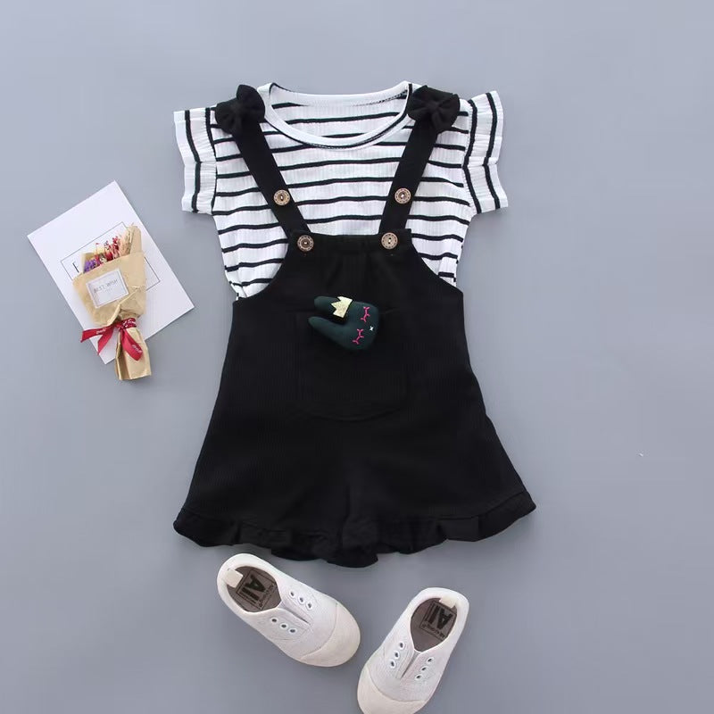 BibiCola Summer Girl Clothes Set Children Fashion Tops+Shorts 2PCS Tracksuit For Girls Kids Birthdys Clothing Suit Outfits (available ))
