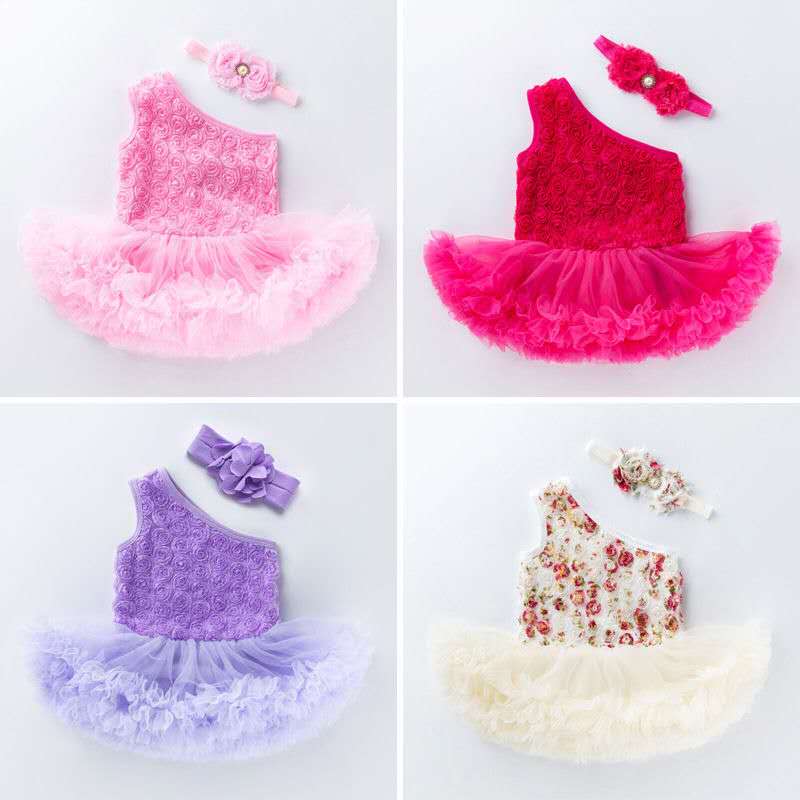 Newborn Spring Clothes Off-shoulder Girls' Dress (Available)