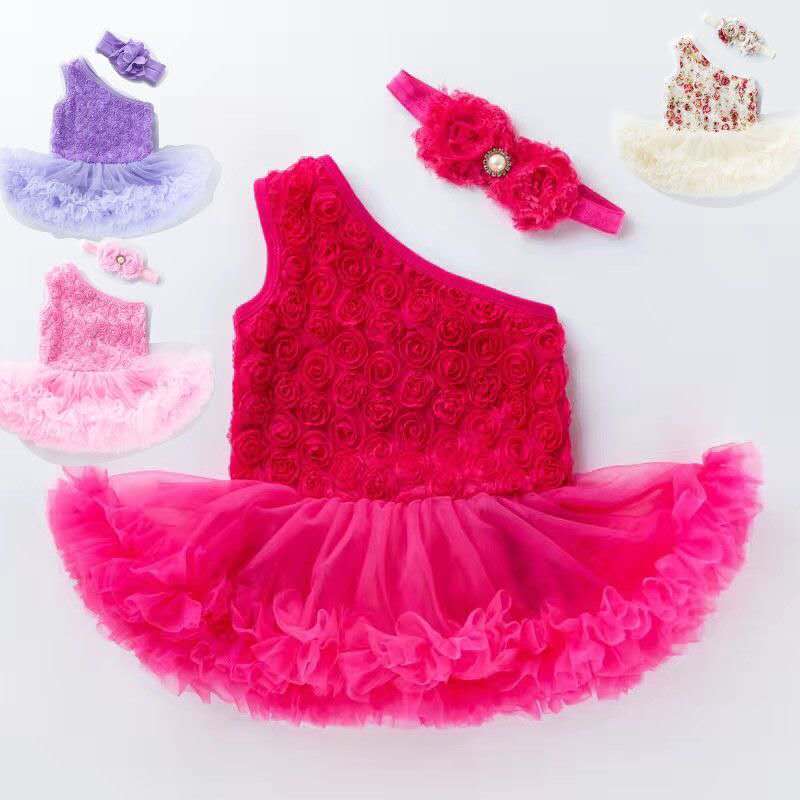 Newborn Spring Clothes Off-shoulder Girls' Dress (Available)