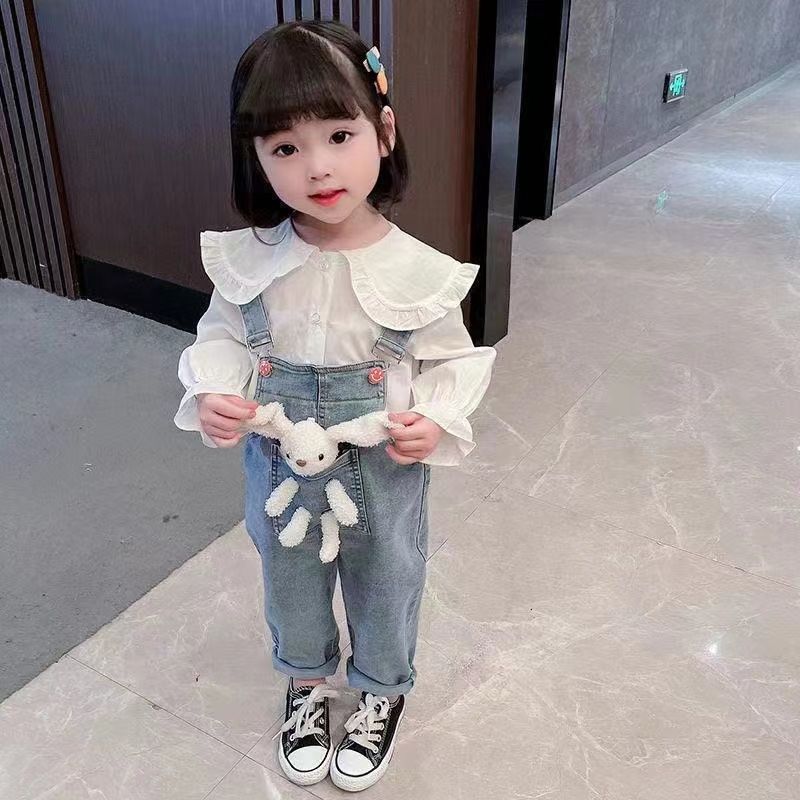 3 PCS Girl Clothing Sets Baby Girl Cartoon Pullover Hoody(Tops+ Jeans+ Doll)Set