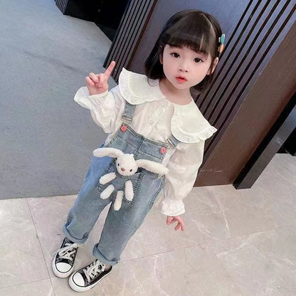 3 PCS Girl Clothing Sets Baby Girl Cartoon Pullover Hoody(Tops+ Jeans+ Doll)Set