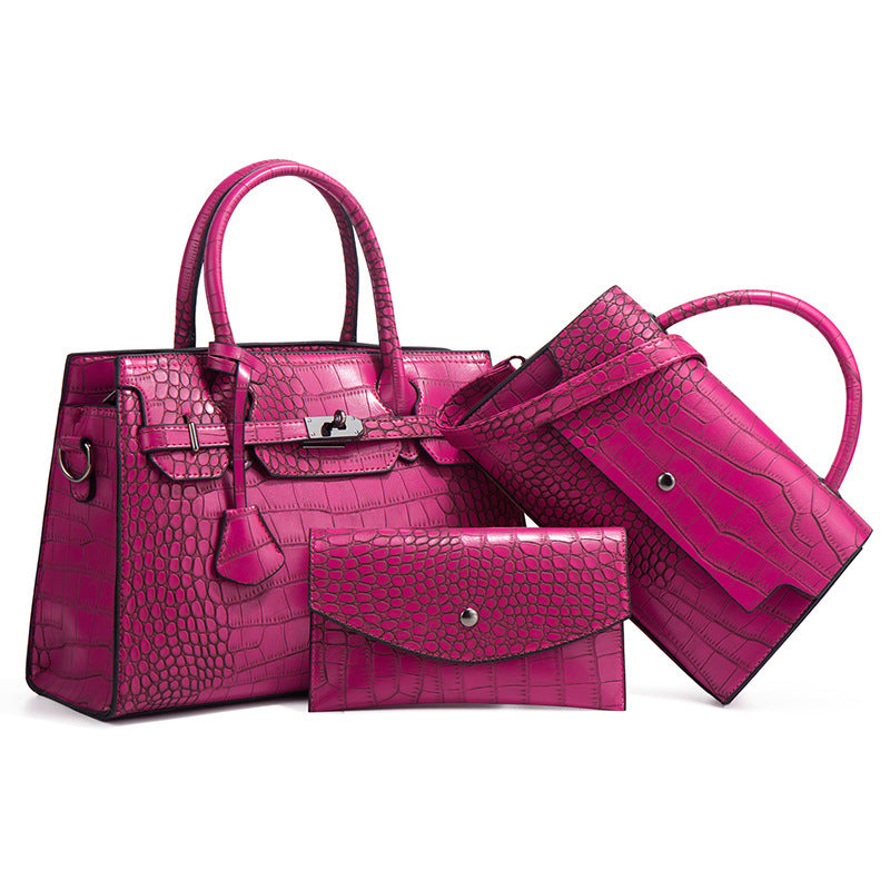 Luxury Designer catalog Enquire about stylish three-piece women's handbag Crocodile patent leather women's handbag