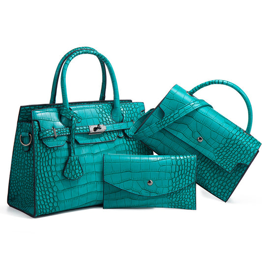 Luxury Designer catalog Enquire about stylish three-piece women's handbag Crocodile patent leather women's handbag