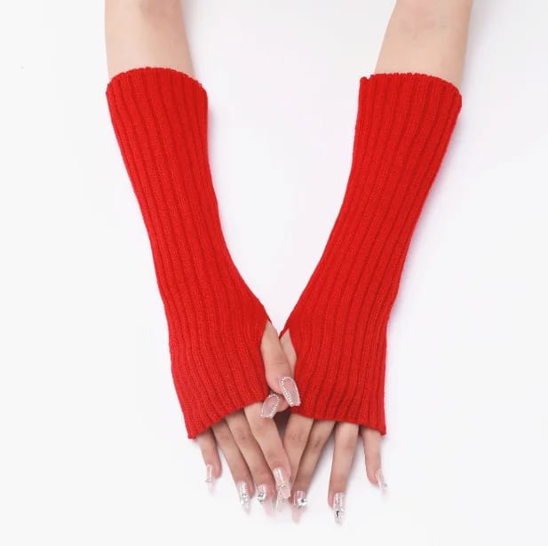 Winter Mitten Arm Warmers Knit Crochet Long Sleeve Fingerless Mittens Half Finger Acrylic Mittens