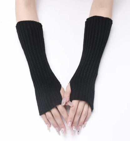 Winter Mitten Arm Warmers Knit Crochet Long Sleeve Fingerless Mittens Half Finger Acrylic Mittens