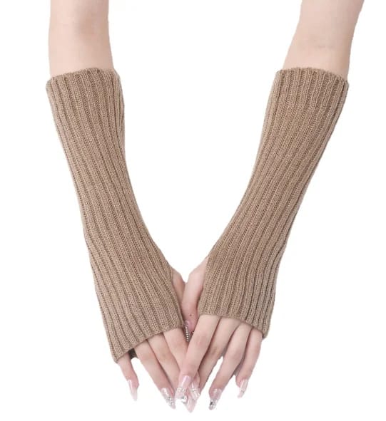 Winter Mitten Arm Warmers Knit Crochet Long Sleeve Fingerless Mittens Half Finger Acrylic Mittens