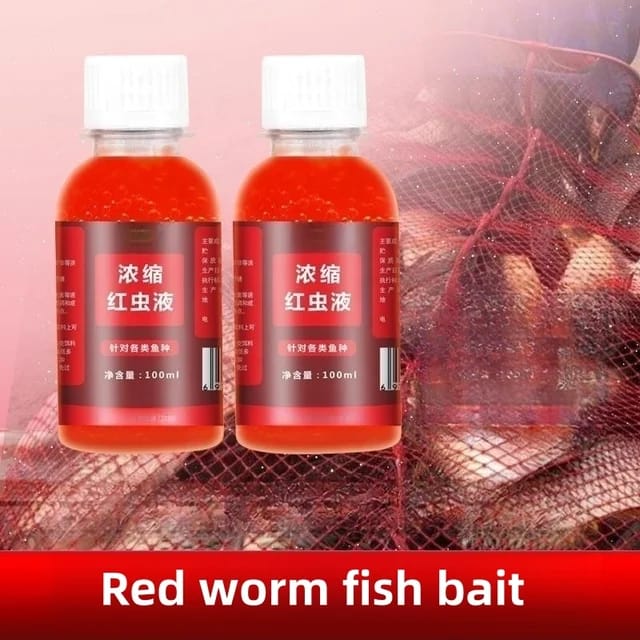 Red worm fishing bait liquid