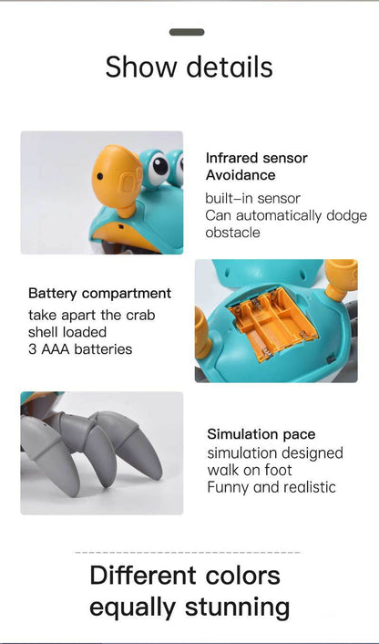New Design Crawling Crab Baby Toy with Music and Led Light Up Walking Crab Toy for Baby (Available)