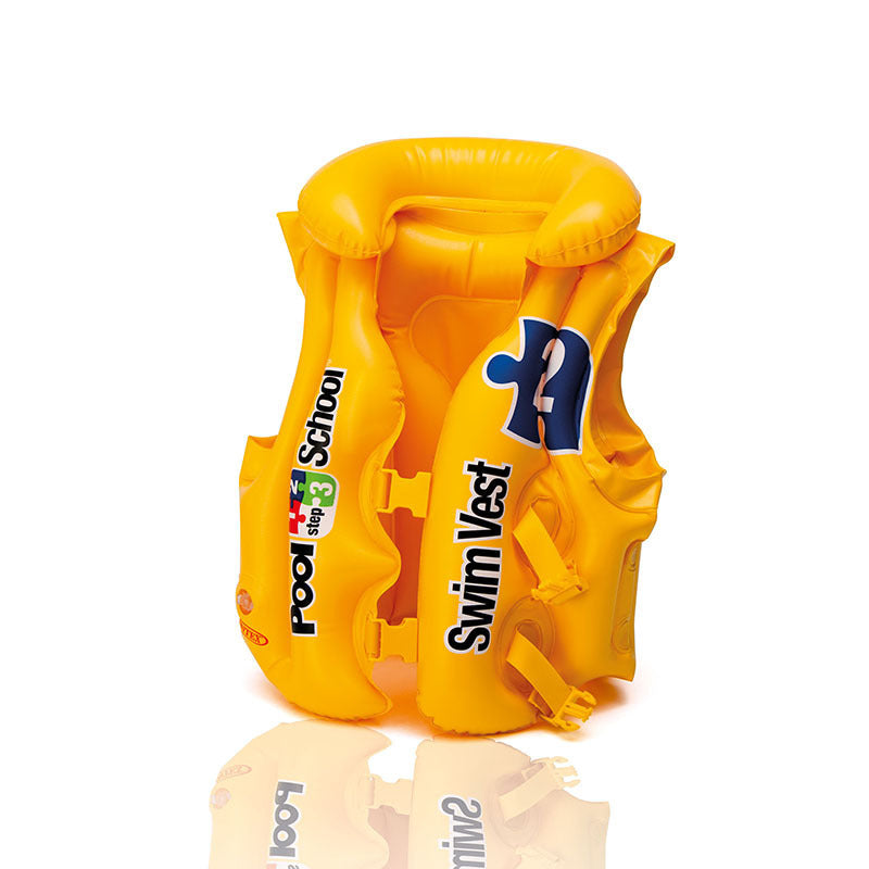 Kids Yellow PVC Inflatable Swim Vest Life Jacket and Float for Water Sports