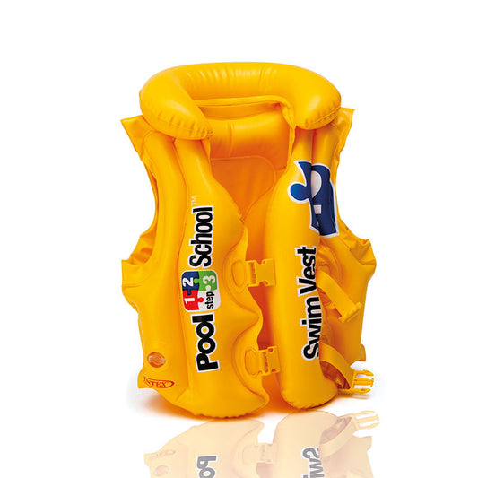 Kids Yellow PVC Inflatable Swim Vest Life Jacket and Float for Water Sports