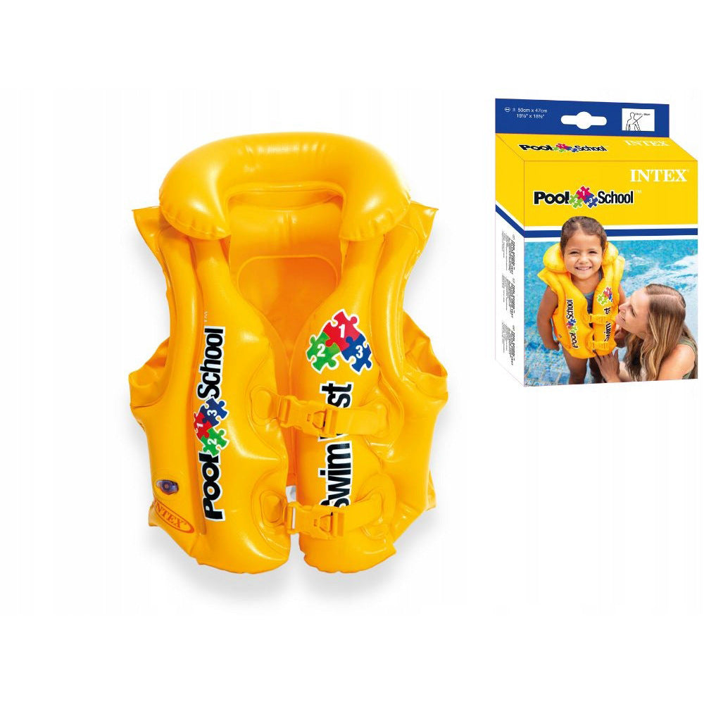 Kids Yellow PVC Inflatable Swim Vest Life Jacket and Float for Water Sports