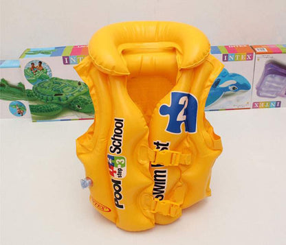 Kids Yellow PVC Inflatable Swim Vest Life Jacket and Float for Water Sports