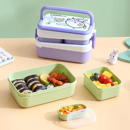 Food Storage Container Bento Box 2 Layers With Handle