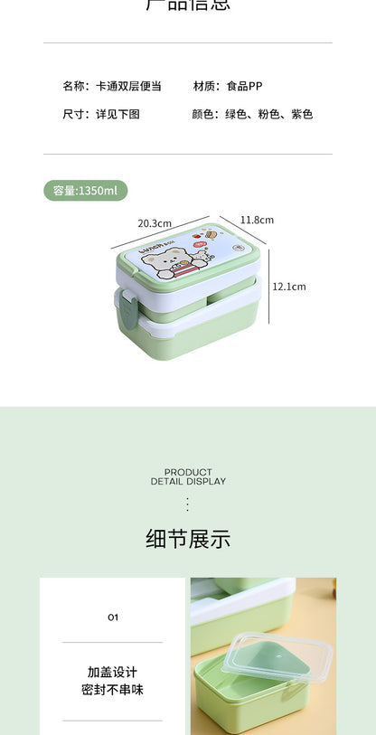 Food Storage Container Bento Box 2 Layers With Handle