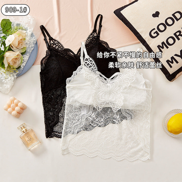 Breathable Cotton Double Padded Camisoles Butterfly Beautiful Back Women Mesh Lace Chest Wrap Top ( Available )