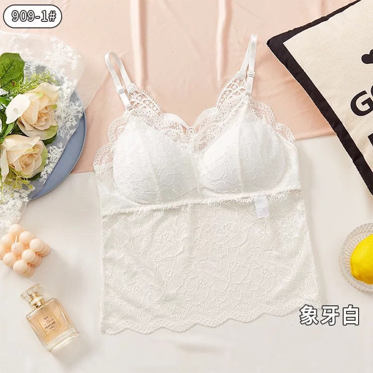 Breathable Cotton Double Padded Camisoles Butterfly Beautiful Back Women Mesh Lace Chest Wrap Top ( Available )